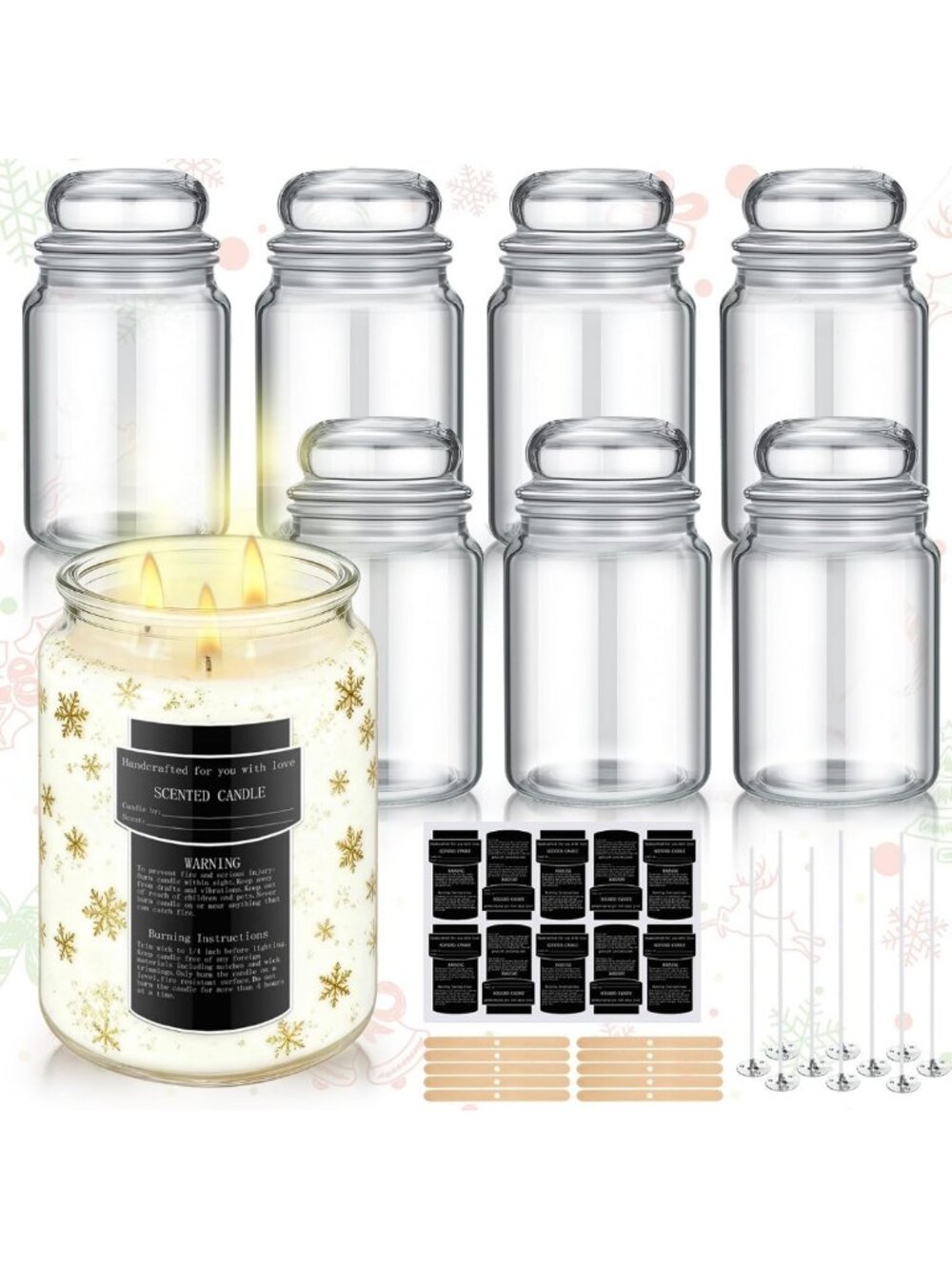 6 Pack 25 oz Glass Candle Jars with Lids - Perfect for DIY Candle Making